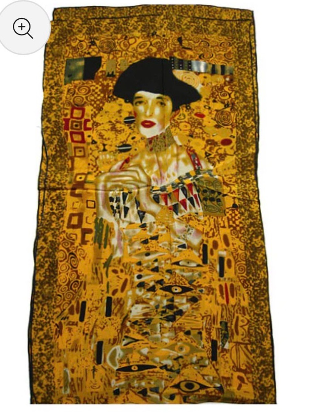 Klimt Portrait of Adele Artistic Woman in Gold 100% Silk Scarf Wall Art